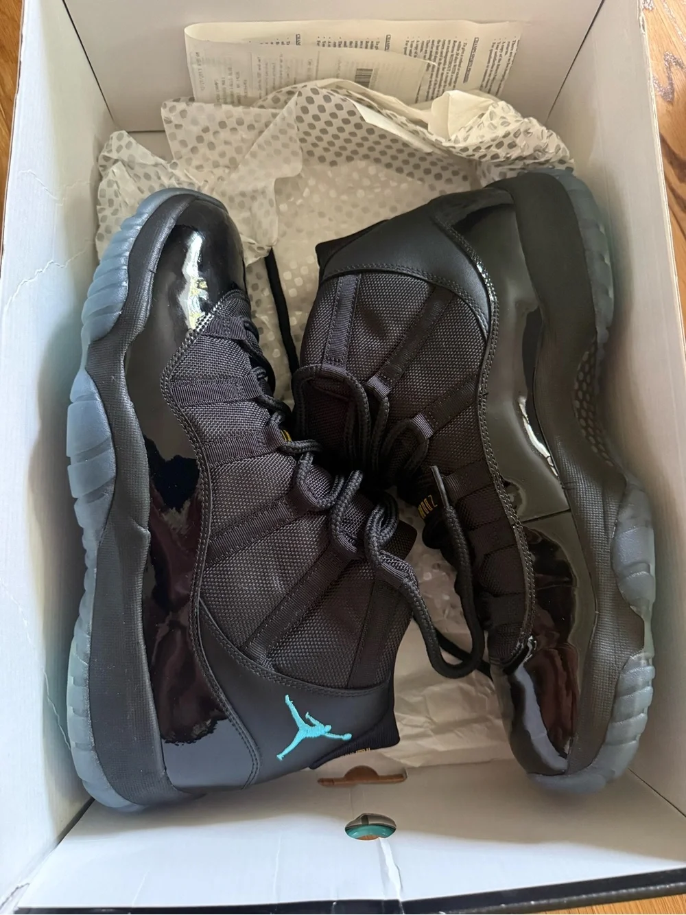 Jordan Retro 11 Athletic Shoes - Black with Teal Accents